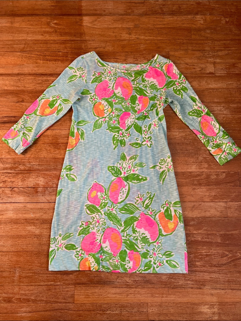 Lilly Pulitzer Marlowe Dress Pink Lemonade Pool Blue 100% Cotton size small